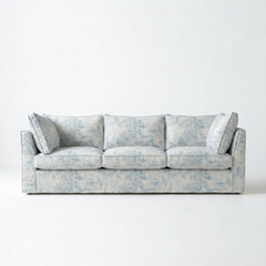 Coco 3.5 seater sofa with Self Piped Knife Edge cushion in Andrew Martin Midsummer Faded Blue - Made to Order