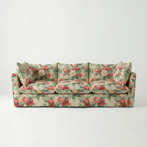 Coco 3.5 seater sofa with Knife Edge cushion in English Garden Classic Rose - Made to Order