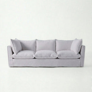 Coco 3.5 seater sofa with Self Piped Knife Edge cushion in Cotton Linen Sea Salt - Made to Order