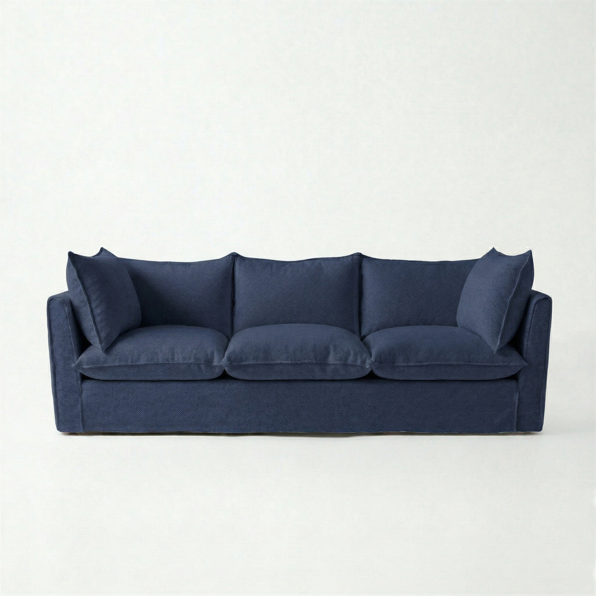 Coco 3.5 seater sofa with Self Piped Knife Edge cushion in Cotton Linen Inkspot - Made to Order