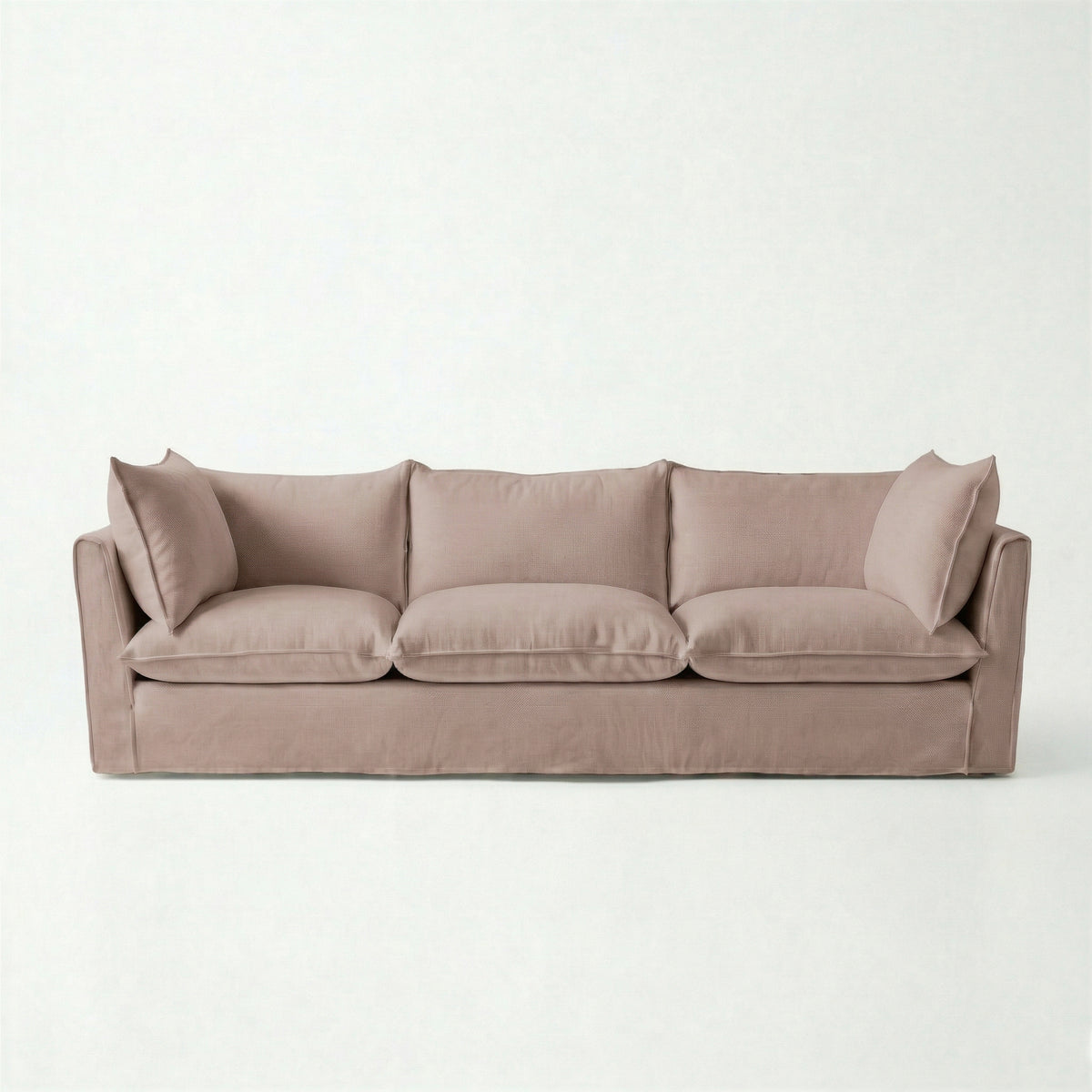 Coco 4 seater sofa with Self Piped Knife Edge cushion in Cotton Linen Rosedale - Made to Order