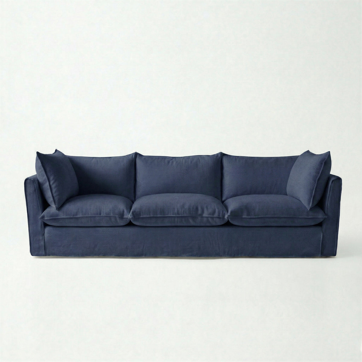 Coco 4 seater sofa with Self Piped Knife Edge cushion in Cotton Linen Inkspot - Made to Order