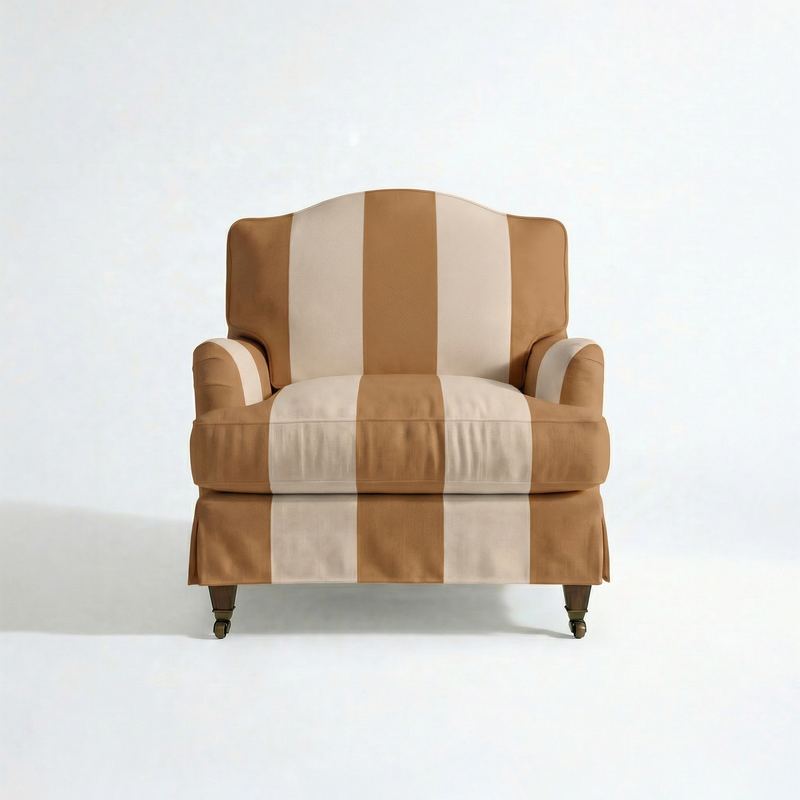 Isobel Armchair with Big Back Cushion in Caramel Stripe