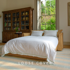 Coco 2.5 seater sofa bed with Self Piped Knife Edge cushion in Cotton Linen Sunflower - Cover Only