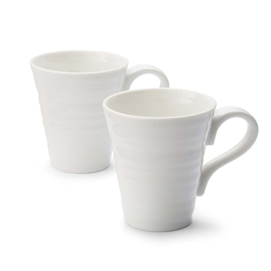 White Porcelain Classic Mugs - Set of Two
