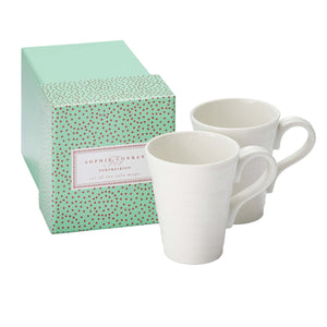 White Porcelain Classic Mugs - Set of Two
