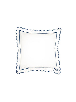 Navy Scalloped Square Pillowcase (65cm x 65cm)