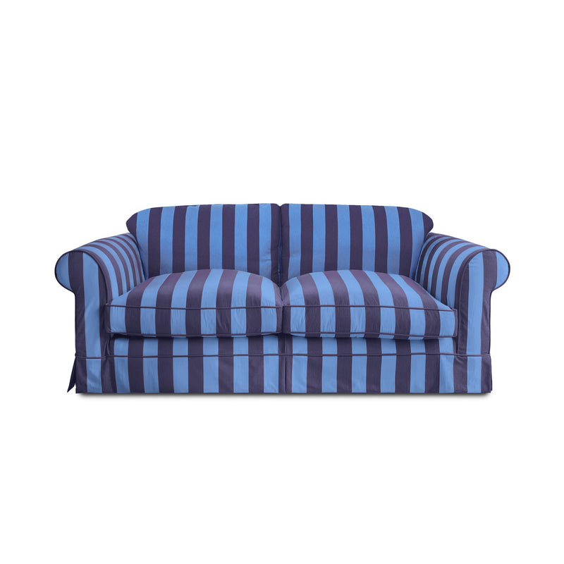 Salthrop Large Sofa with Big Back Cushion in Coastal Blue Stripe