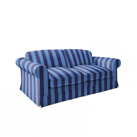 Salthrop Large Sofa with Big Back Cushion in Coastal Blue Stripe