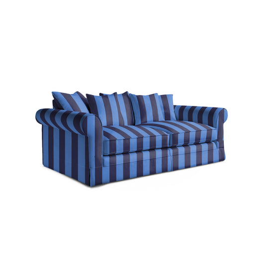Salthrop Large Sofa with Scatter Cushion in Coastal Blue Stripe