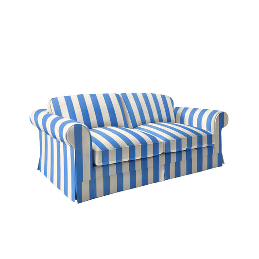 Salthrop Large Sofa with Big Back Cushion in Cornish Blue Stripe