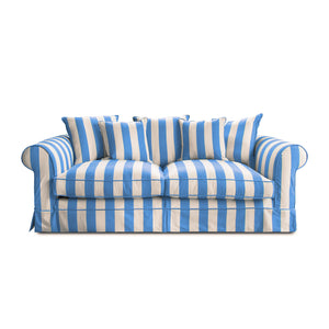Salthrop Large Sofa with Scatter Cushion in Cornish Blue Stripe
