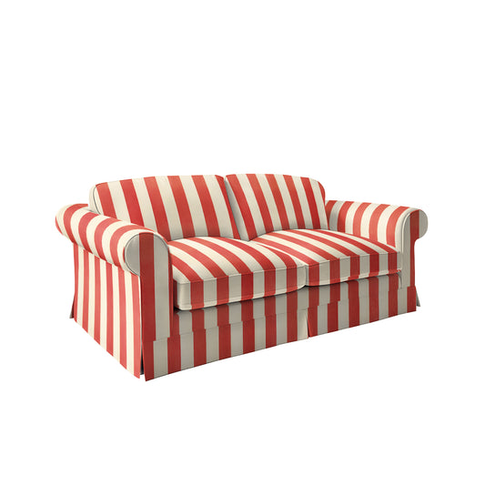 Salthrop Large Sofa with Big Back Cushion in Petunia Red Stripe