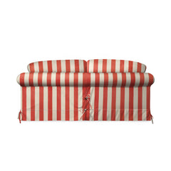 Salthrop Large Sofa with Big Back Cushion in Petunia Red Stripe
