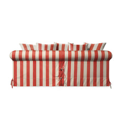 Salthrop Large Sofa with Scatter Cushion in Petunia Red Stripe