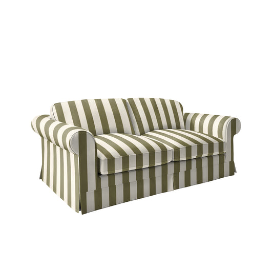 Salthrop Large Sofa with Big Back Cushion in Spring Green Stripe