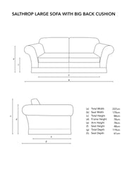 Salthrop Large Sofa with Big Back Cushion in Boho Parchment