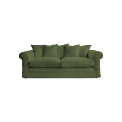 Salthrop Large Sofa with Scatter Cushions in Cotton Linen Evergreen - Made To Order