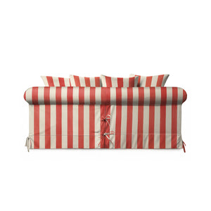 Salthrop Medium Sofa with Scatter Cushion in Petunia Red Stripe