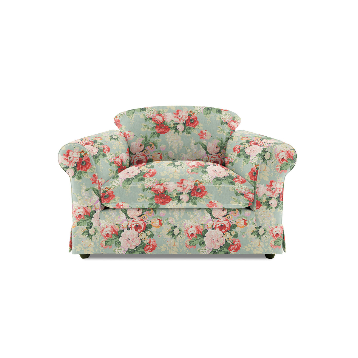 Barton Small Sofa with Big Back Cushions in English Garden Grey Skies - Made to Order