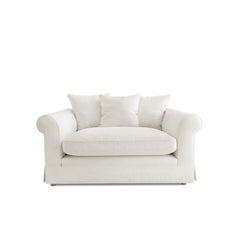 Salthrop Small Sofa with Scatter Cushions in Cotton Linen Cool Coconut - Made To Order