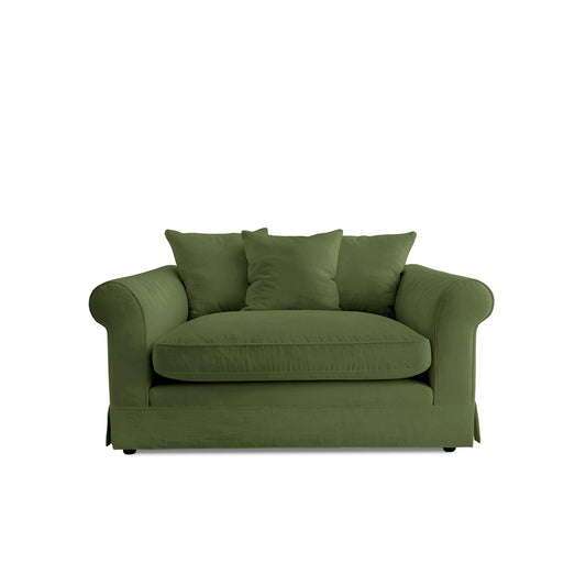 Salthrop Small Sofa with Scatter Cushions in Cotton Linen Evergreen - Made To Order