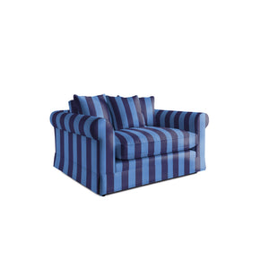 Salthrop Loveseat with Scatter Cushion in Coastal Blue Stripe