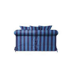 Salthrop Loveseat with Scatter Cushion in Coastal Blue Stripe