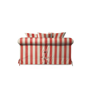 Salthrop Loveseat with Scatter Cushion in Petunia Red Stripe