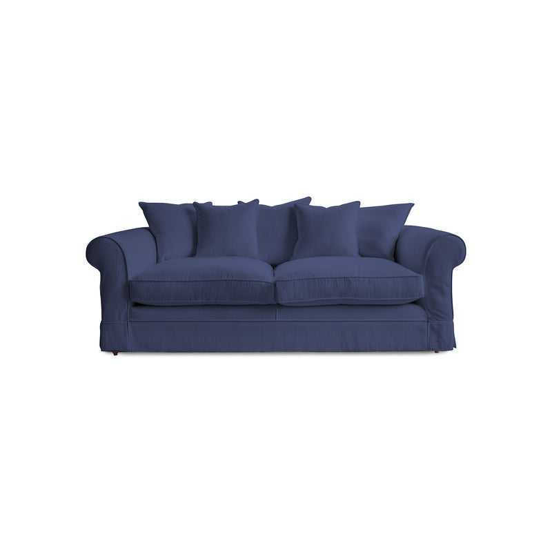 Barton Large Sofa with Scatter Cushions in Cotton Linen Inkspot - Made To Order