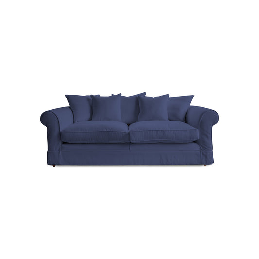 Salthrop Large Sofa with Scatter Cushions in Cotton Linen Inkspot - Made To Order