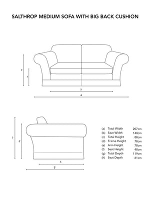 Salthrop Medium Sofa with Big Back Cushion in Boho Parchment