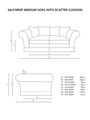 Salthrop Medium Sofa with Scatter Cushion in Boho Parchment