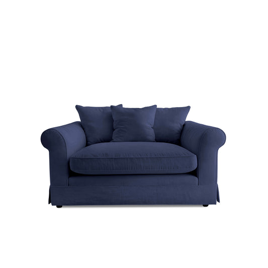 Salthrop Small Sofa with Scatter Cushions in Cotton Linen Inkspot - Made To Order