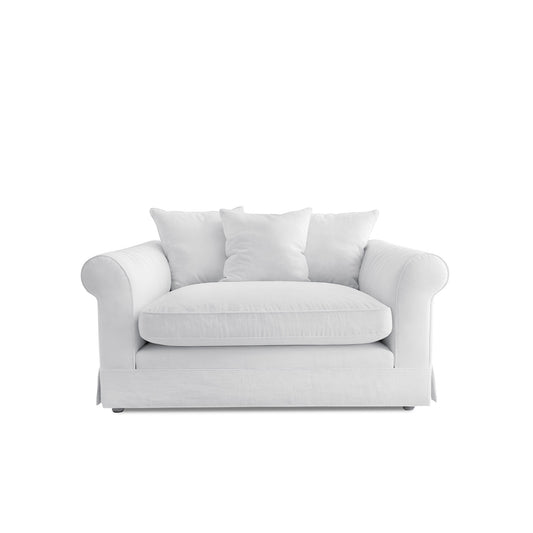Salthrop Small Sofa with Scatter Cushions in Cotton Linen Snow Drop - Made To Order