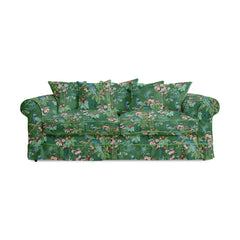 Salthrop Large Sofa with Scatter Cushions in Belleville Juniper with Velvet Trim - Made To Order