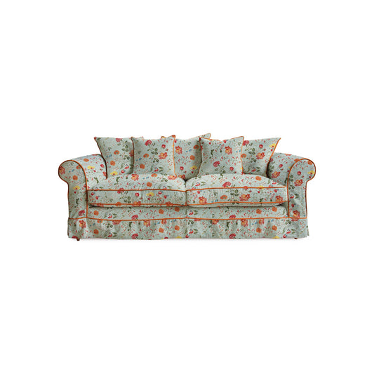 Barton Large Sofa with Scatter Cushions in Wildwood Duck Egg with Velvet Trim - Made To Order (Available for quick ship)
