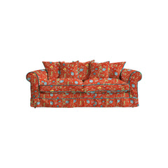 Salthrop Large Sofa with Scatter Cushions in Wildwood Pumpkin with Velvet Trim - Made To Order