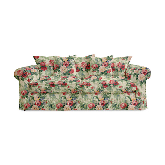 Salthrop Large Sofa with Scatter Cushions in English Garden Classic Rose - Made To Order