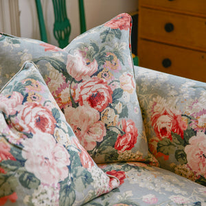 Barton Large Sofa with Scatter Cushions in English Garden Grey Skies - Made To Order