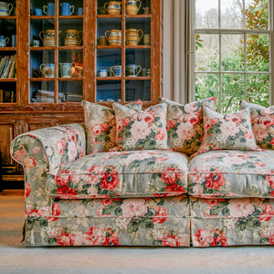 Barton Large Sofa with Scatter Cushions in English Garden Grey Skies - Made To Order