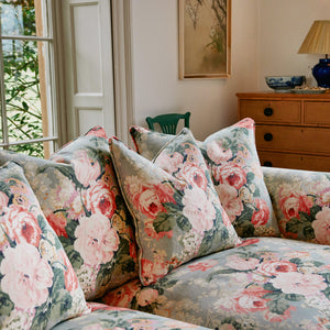 Barton Large Sofa with Scatter Cushions in English Garden Grey Skies - Made To Order