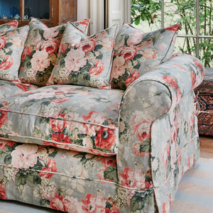 Barton Large Sofa with Scatter Cushions in English Garden Grey Skies - Made To Order
