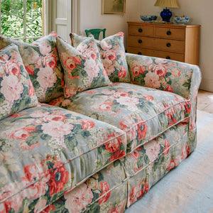 Barton Large Sofa with Scatter Cushions in English Garden Grey Skies - Made To Order