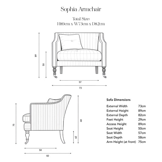 Sophia Armchair in Customer's Own Material - Made to Order