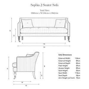 Sophia 2 Seater dimensions