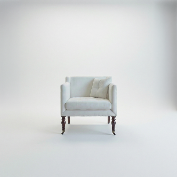 Sophia Armchair in Cotton Linen Snow Drop - Available for quick ship