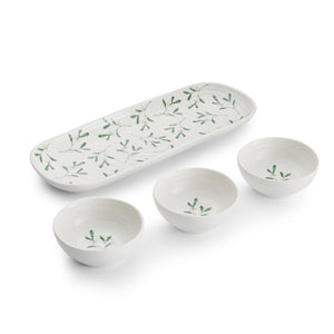 Amor Porcelain Three Bowls and Tray Set