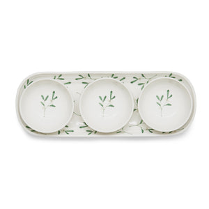 Amor Porcelain Three Bowls and Tray Set