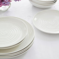 White Porcelain Coupe Buffet Plate - Set of Four